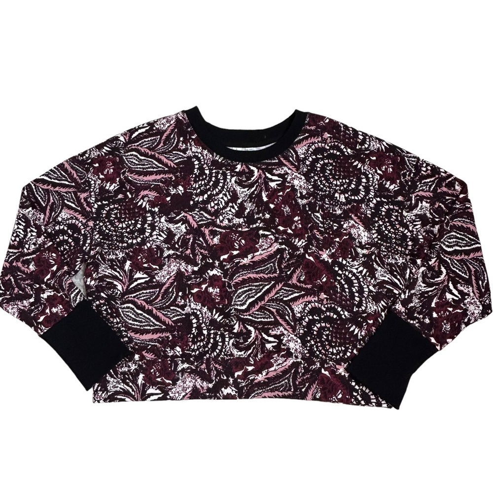 Joie Caliegh Cranberry Paisley Floral Semi Cropped Sweatshirt - Picture 6 of 15